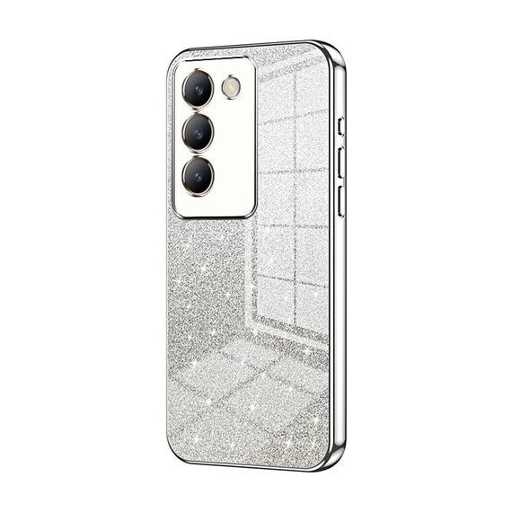 Custodia per telefono elettrolitico in polvere glitterata sfumata per vivo V30 SE (argento)