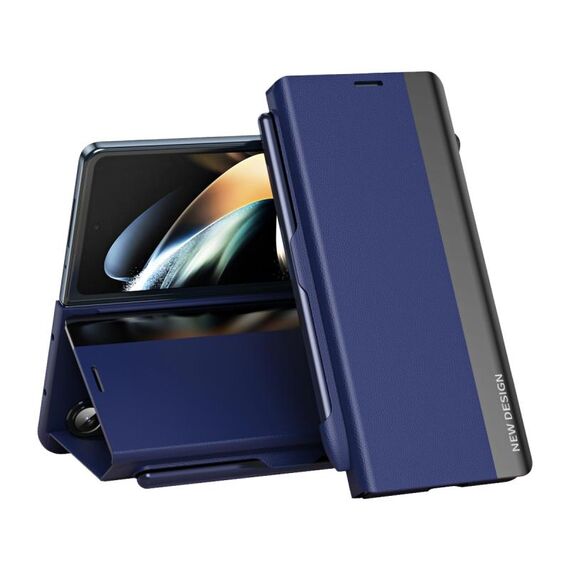 Per Samsung Galaxy Z Fold6 5G Custodia per telefono in pelle ad adsorbimento elettrolitico laterale con slot per penna (blu)