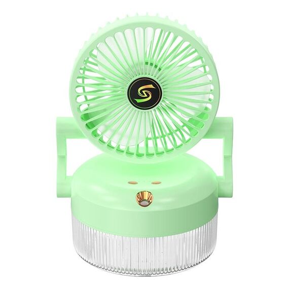 Ventola di umidificazione spray da tavolo pieghevole con ricarica USB con luce notturna (verde)