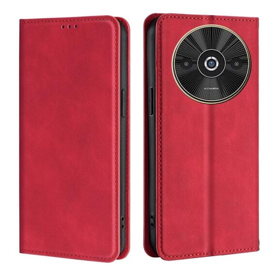 Custodia magnetica in pelle per Xiaomi Redmi A3 4G Skin Feel (rossa)
