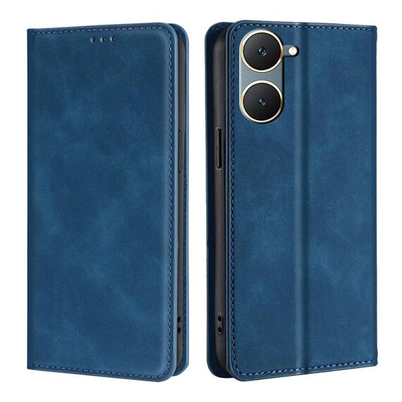 Custodia per telefono in pelle magnetica per vivo Y03 4G Skin Feel (blu)