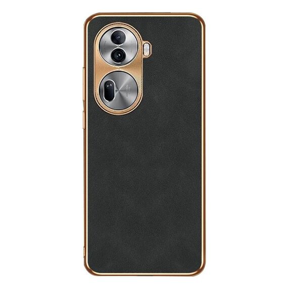 Per OPPO Reno11 Custodia per telefono in pelle di agnello galvanica globale (nera)