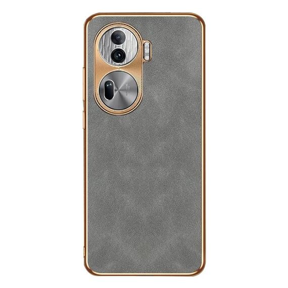 Per OPPO Reno11 Pro Custodia per cellulare in pelle di agnello galvanica globale (grigia)