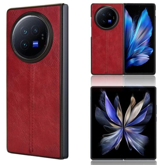 Custodia per telefono con cover posteriore cucita per vivo X Fold3 Pro (rosso)