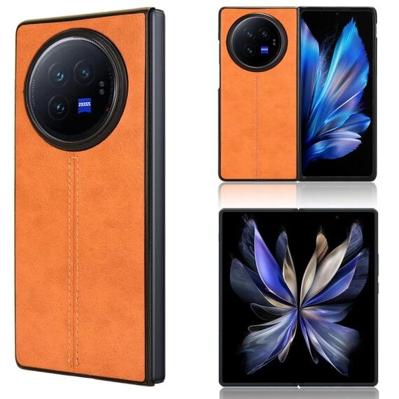 Custodia per telefono con cover posteriore cucita per vivo X Fold3 Pro (giallo)