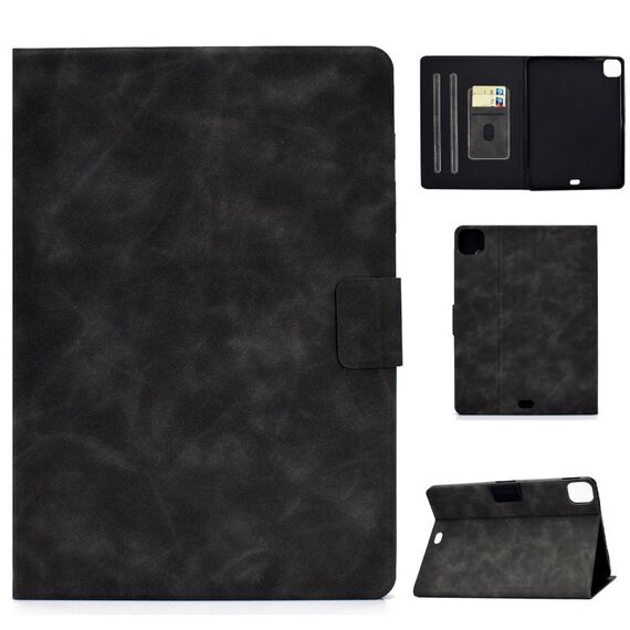 Per iPad Pro 11 2024 Custodia Smart Tablet in pelle con texture vacchetta (grigio)