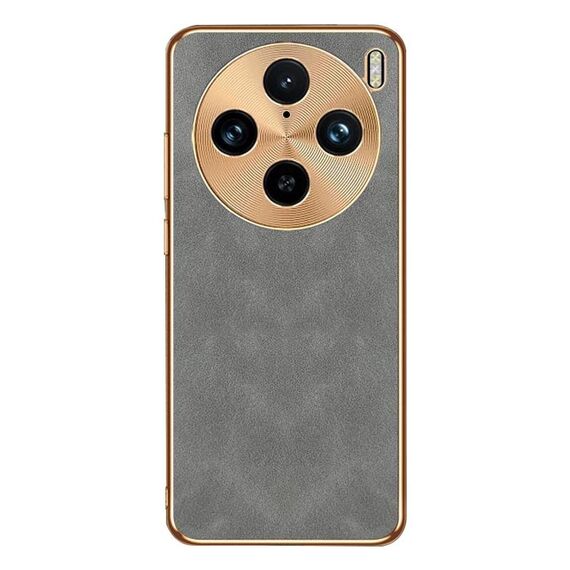 Custodia per telefono in pelle di agnello galvanica per vivo X100 Pro (grigio)