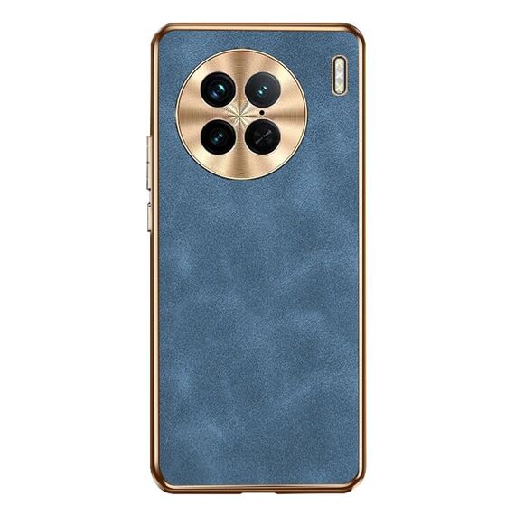 Custodia per telefono in pelle di agnello galvanica per vivo X90 Pro (blu)