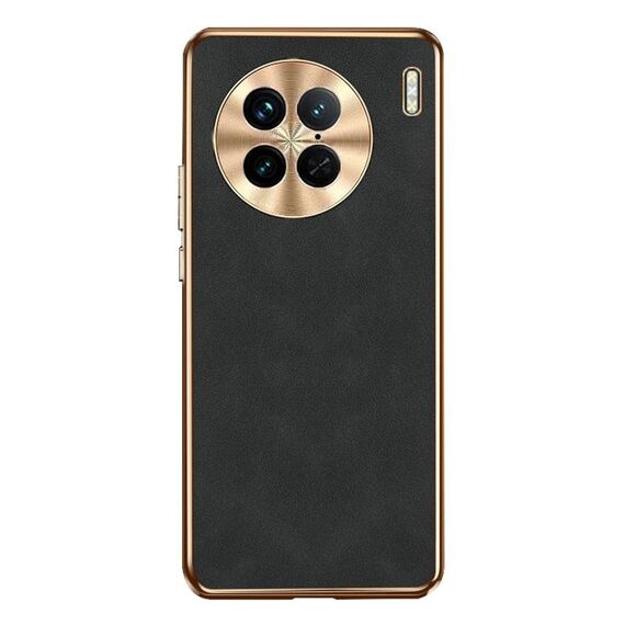 Custodia per telefono in pelle di agnello galvanica per vivo X90 Pro (nera)