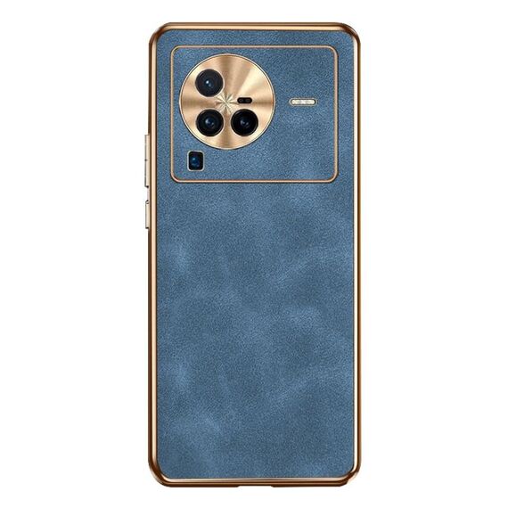 Custodia per telefono in pelle di agnello galvanica per vivo X80 Pro (blu)