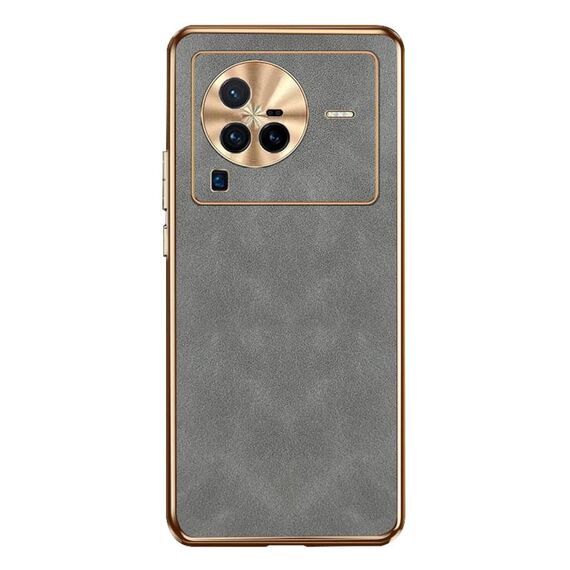 Custodia per telefono in pelle di agnello galvanica per vivo X80 Pro (grigia)