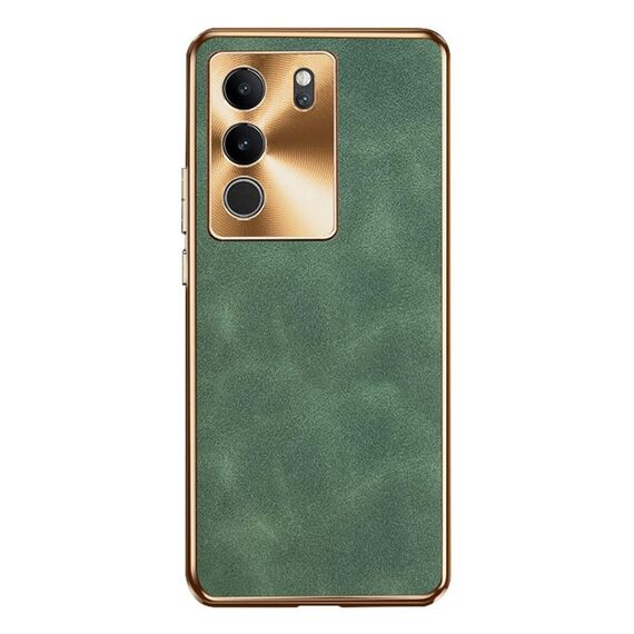 Custodia per telefono in pelle di agnello galvanica per vivo S17 Pro (verde)