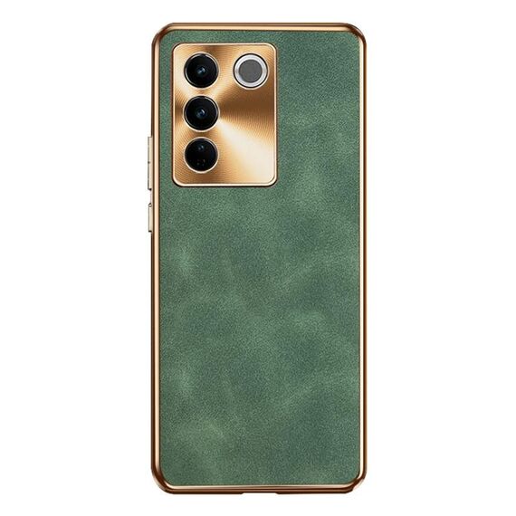 Custodia per telefono in pelle di agnello galvanica per vivo S16 (verde)