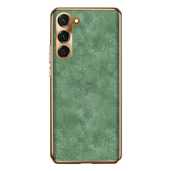 Custodia per telefono in pelle di agnello galvanica per Samsung Galaxy S23 5G (verde)