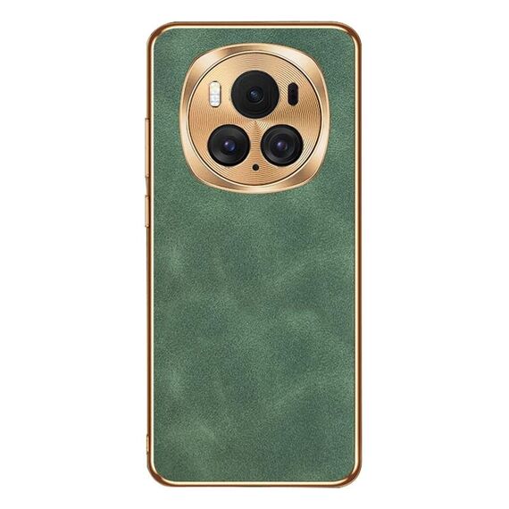Custodia per telefono in pelle di agnello galvanica per Honor Magic6 Pro (verde)