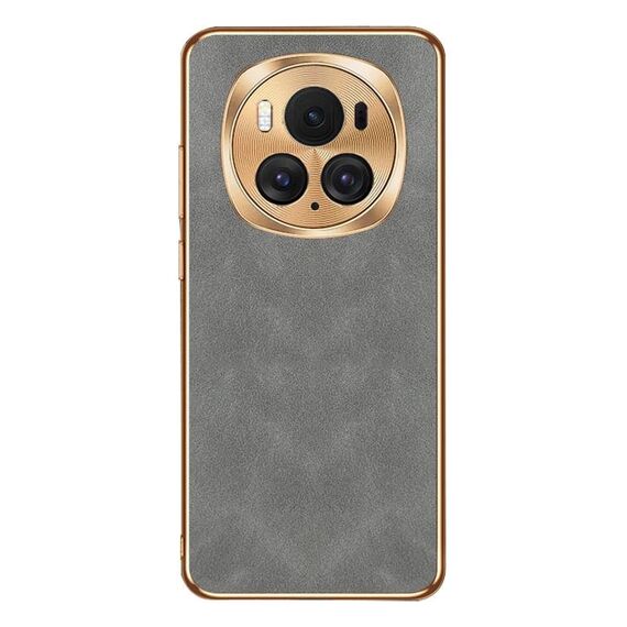 Custodia per telefono in pelle di agnello galvanica per Honor Magic6 Pro (grigia)