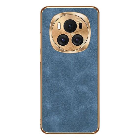 Custodia per telefono in pelle di agnello galvanica per Honor Magic6 (blu)