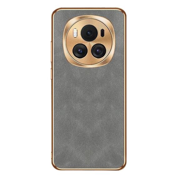 Custodia per telefono in pelle di agnello galvanica per Honor Magic6 (grigia)