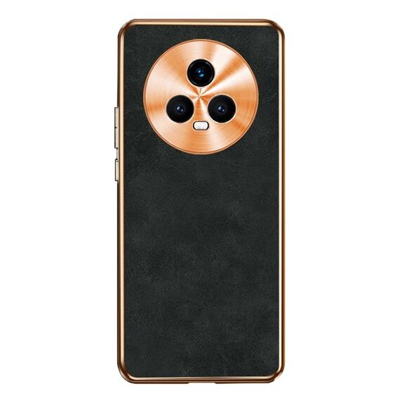 Custodia per telefono in pelle di agnello galvanica per Honor Magic5 (nera)