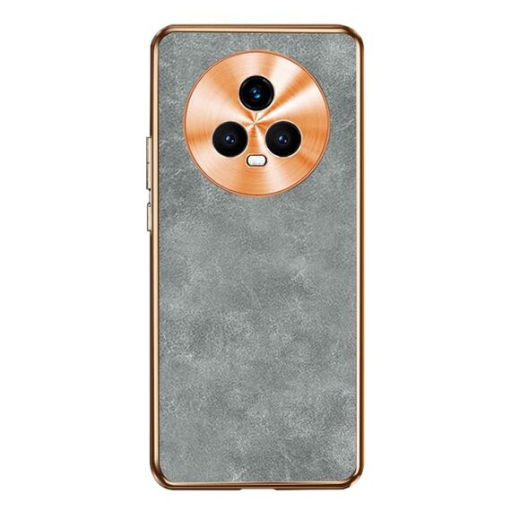 Custodia per telefono in pelle di agnello galvanica Honor Magic5 (grigia)