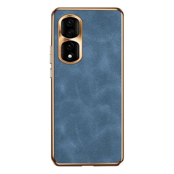Custodia per telefono in pelle di agnello galvanica per Honor 90 Pro (blu)