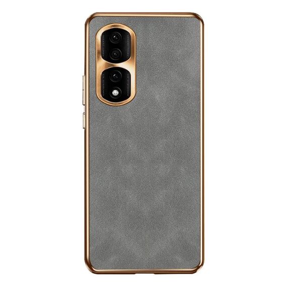 Custodia per telefono in pelle di agnello galvanica per Honor 90 Pro (grigia)