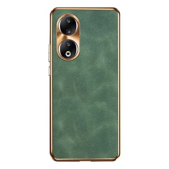 Custodia per telefono in pelle di agnello galvanica per Honor 90 (verde)