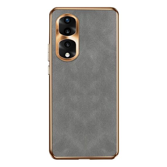 Custodia per telefono in pelle di agnello galvanica per Honor 80 Pro (grigio)