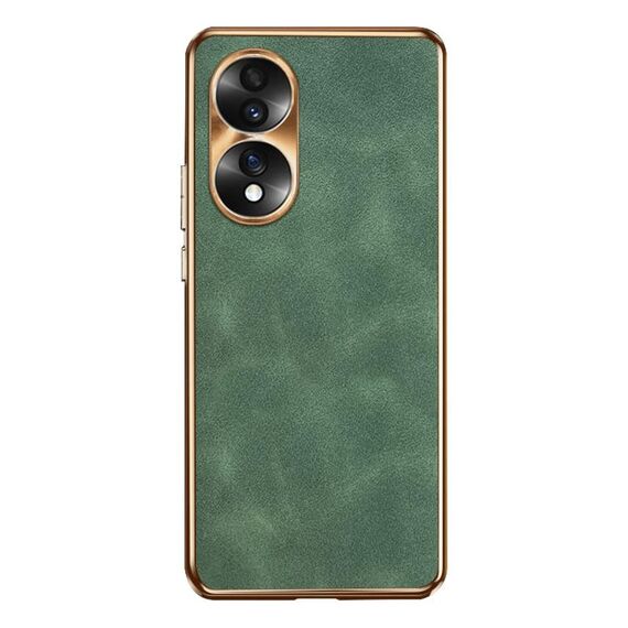 Custodia per telefono in pelle di agnello galvanica per Honor 70 (verde)