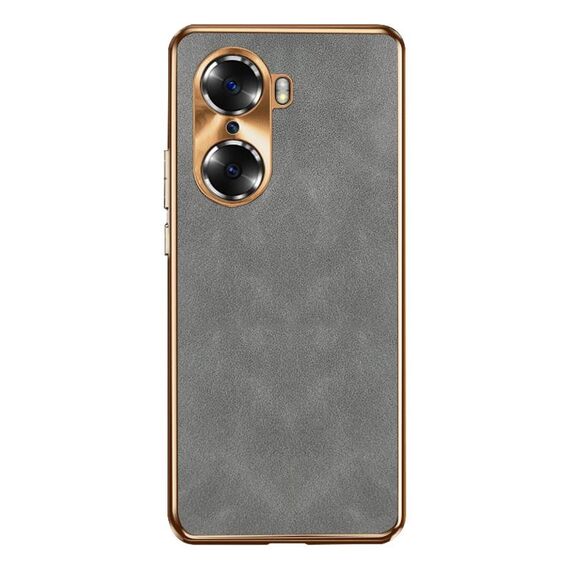 Custodia per telefono in pelle di agnello galvanica per Honor 60 (grigio)