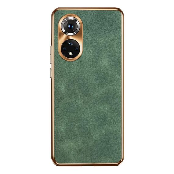 Custodia per telefono in pelle di agnello galvanica per Honor 50 Pro (verde)