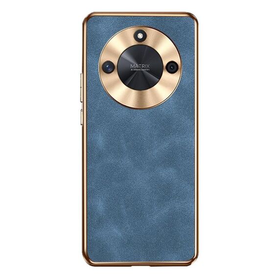 Custodia per telefono in pelle di agnello galvanica per Honor X50 (blu)
