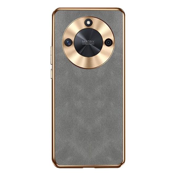 Custodia per telefono in pelle di agnello galvanica per Honor X50 (grigio)