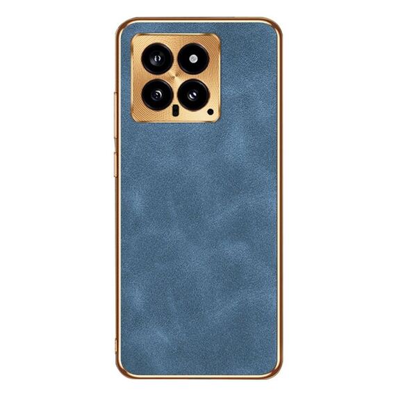 Per Xiaomi 14 Custodia per cellulare in pelle di agnello galvanica (blu)