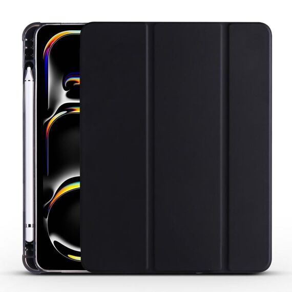 Per iPad Pro 11 2024 Custodia smart tablet in pelle TPU 3 pieghe con slot per penna (nero)