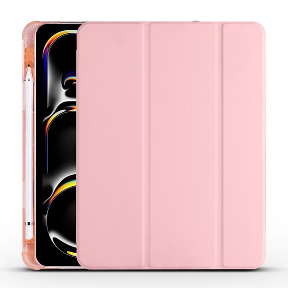 Per iPad Pro 11 2024 Custodia smart tablet in pelle TPU 3 pieghe con slot per penna (rosa)