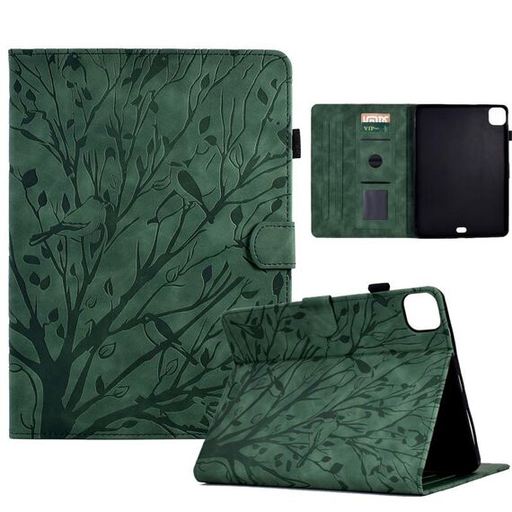 Custodia smart tablet in pelle goffrata albero della fortuna per iPad Pro 11 2024 (verde)