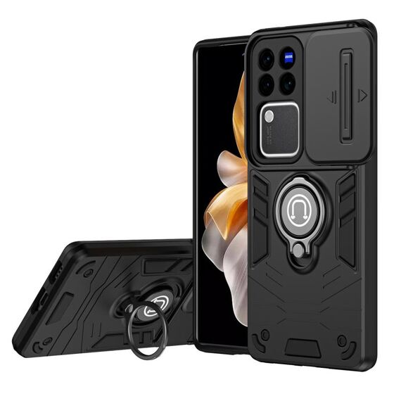 Custodia per telefono con supporto ad anello Camshield per vivo V30 / V30 Pro (nera)