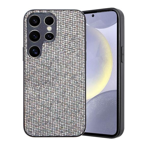Per Samsung Galaxy S24 Ultra 5G Custodia per PC ibrida in TPU con polvere glitterata (Argento)