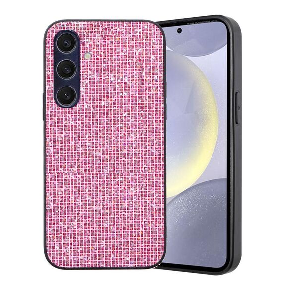 Per Samsung Galaxy S24 5G Custodia per telefono ibrida in TPU con polvere glitterata (rosa)