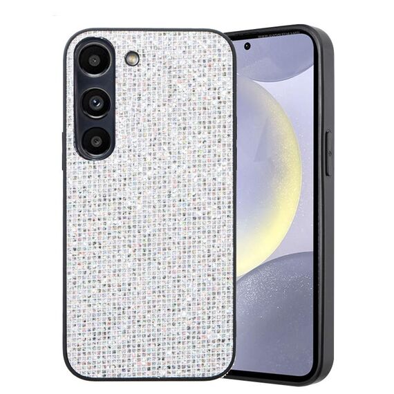 Per Samsung Galaxy S23+ 5G Custodia per telefono ibrida in TPU con polvere glitterata (bianca)