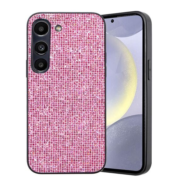 Per Samsung Galaxy S23 5G Custodia per telefono PC ibrida in TPU con polvere glitterata (rosa)