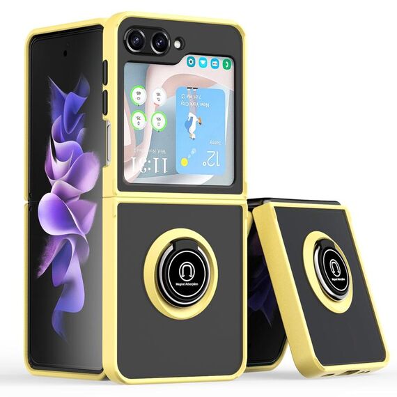 Per Samsung Galaxy Z Flip6 Q Shadow 1 Series Custodia in TPU + PC con anello (giallo)