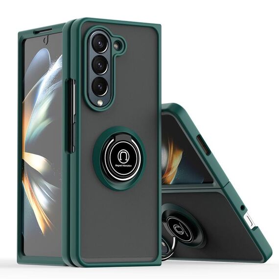 Per Samsung Galaxy Z Fold6 Q Shadow 1 Series TPU + custodia per PC con anello (verde scuro)