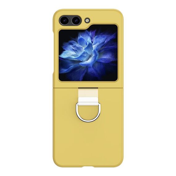 Per Samsung Galaxy Z Flip6 Custodia per telefono pieghevole in silicone Skin Feel con anello (giallo)