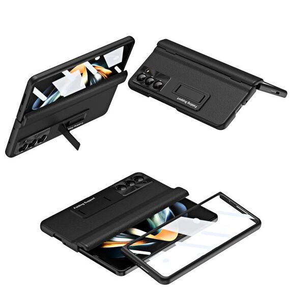 Per Samsung Galaxy Z Fold6 5G Custodia per telefono pieghevole in pelle con cerniera integrata con membrana a conchiglia (Nero)