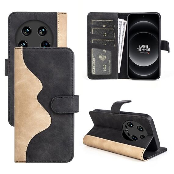 Custodia per telefono in pelle con vibrazione orizzontale Ultra Stitching per Xiaomi 14 (nera)