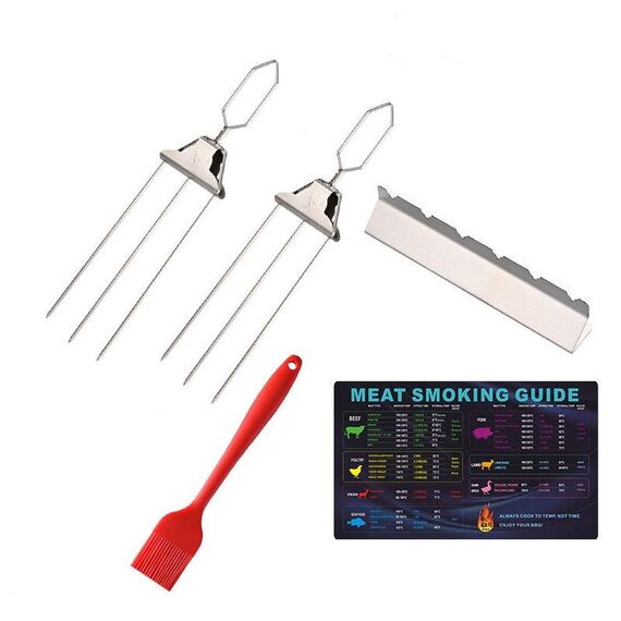 Spiedini per barbecue in acciaio inossidabile 5 in 1, forchetta per barbecue semiautomatica