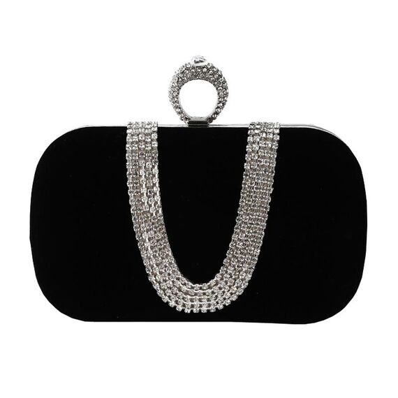 Borsa da sera decorata a forma di U Pochette da sera per banchetti da donna (nera)