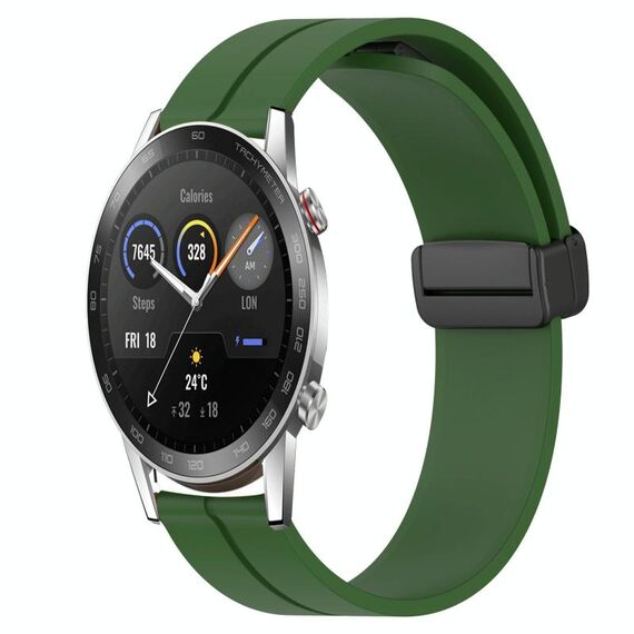 For Honor Magic Watch2 42mm 20mm Cinturino in silicone con chiusura magnetica a tinta unita (verde militare)